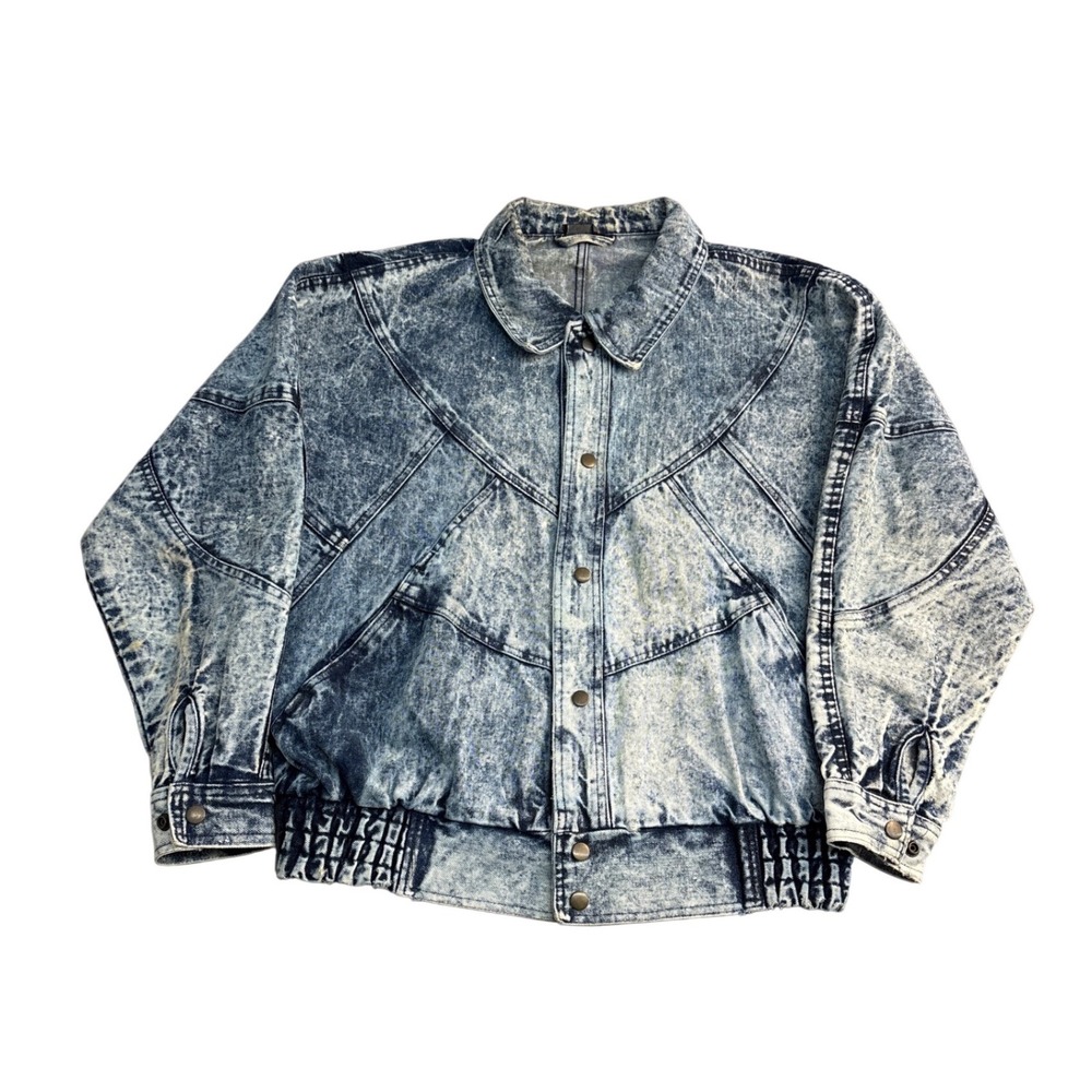 Vintage Acid Wash Denim Jacket Mens Large Blue 80s Retro Batwing Oversized 2919